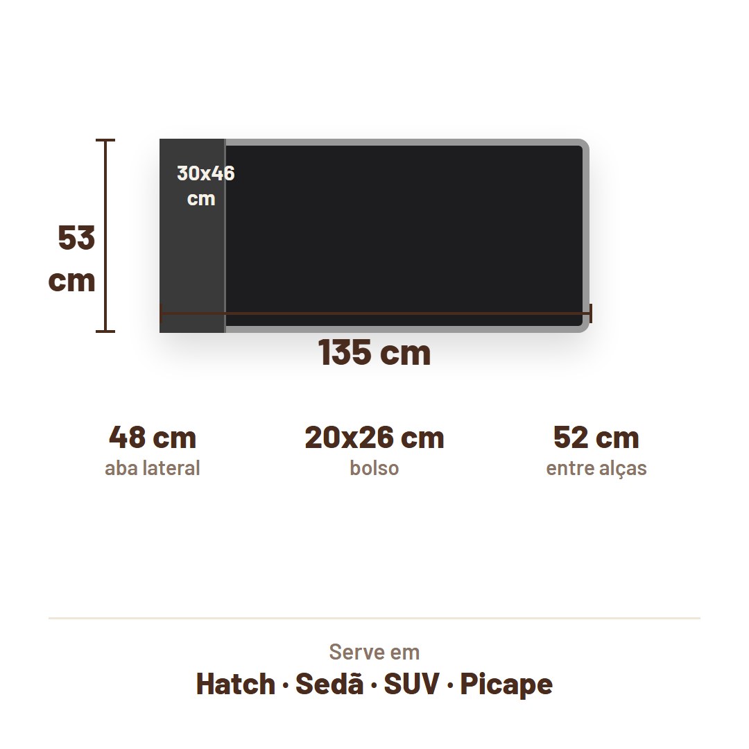 Medidas do extensor de banco: 135 x 53 cm
