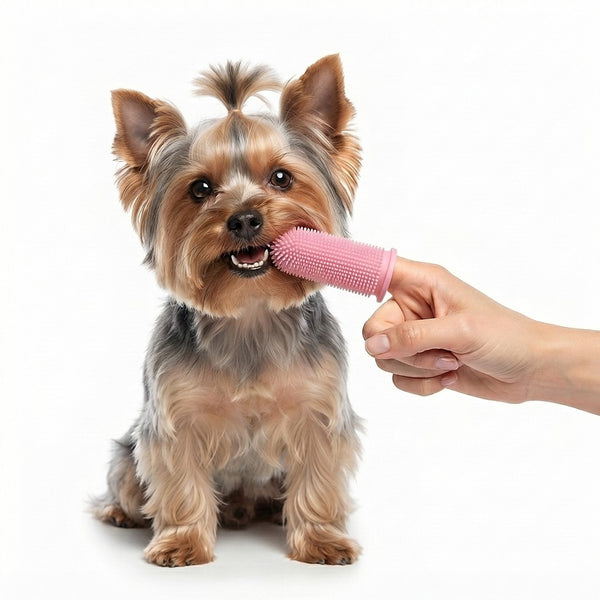 Escova de Dente de Dedo para Cachorro em Silicone 360°