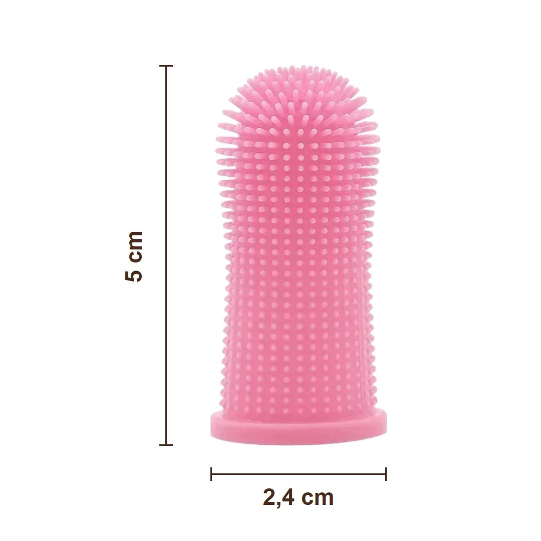 Medidas da escova de dedo: 5 cm por 2,4 cm