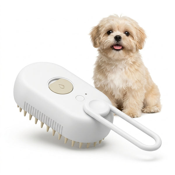 Escova a Vapor para Cachorro 3 em 1 Recarregável