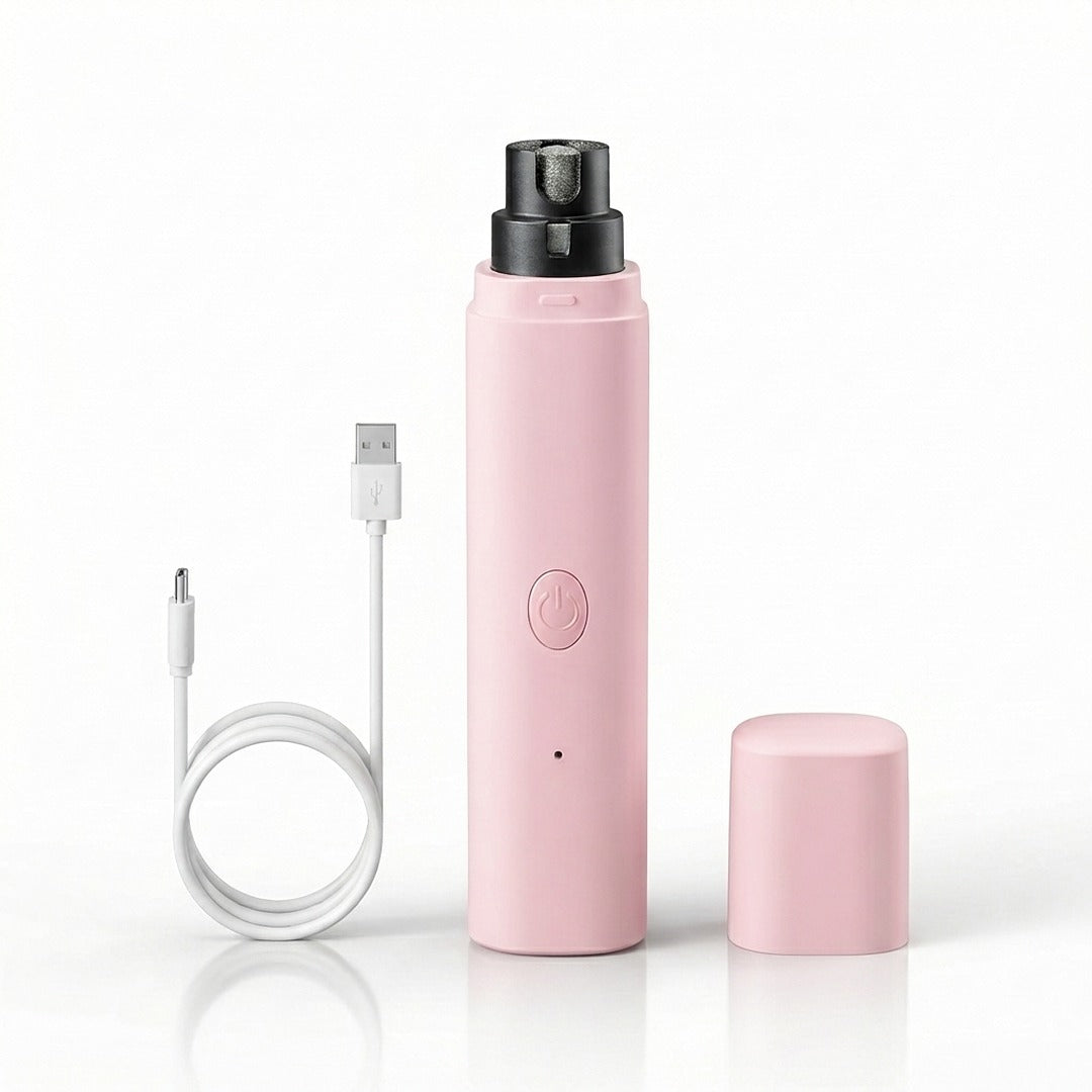 Lixa rosa com cabo USB e tampa