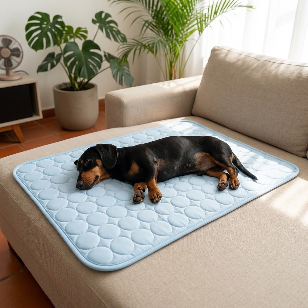 Dachshund deitado no tapete gelado no sofá
